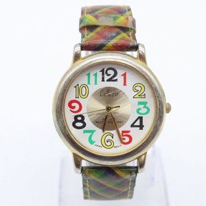 Vintage Collezio Watch Unisex Silver Tone Stainless Steel Big Color Numbers Rare